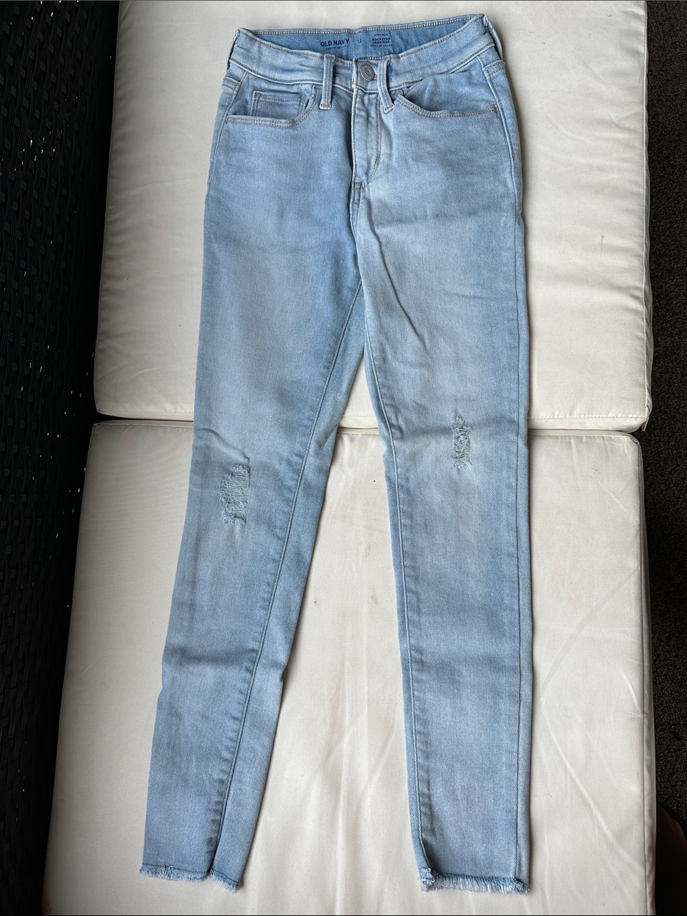 Old Navy Pale Blue Girls Skinny Jeans‎ with Subtle Distress